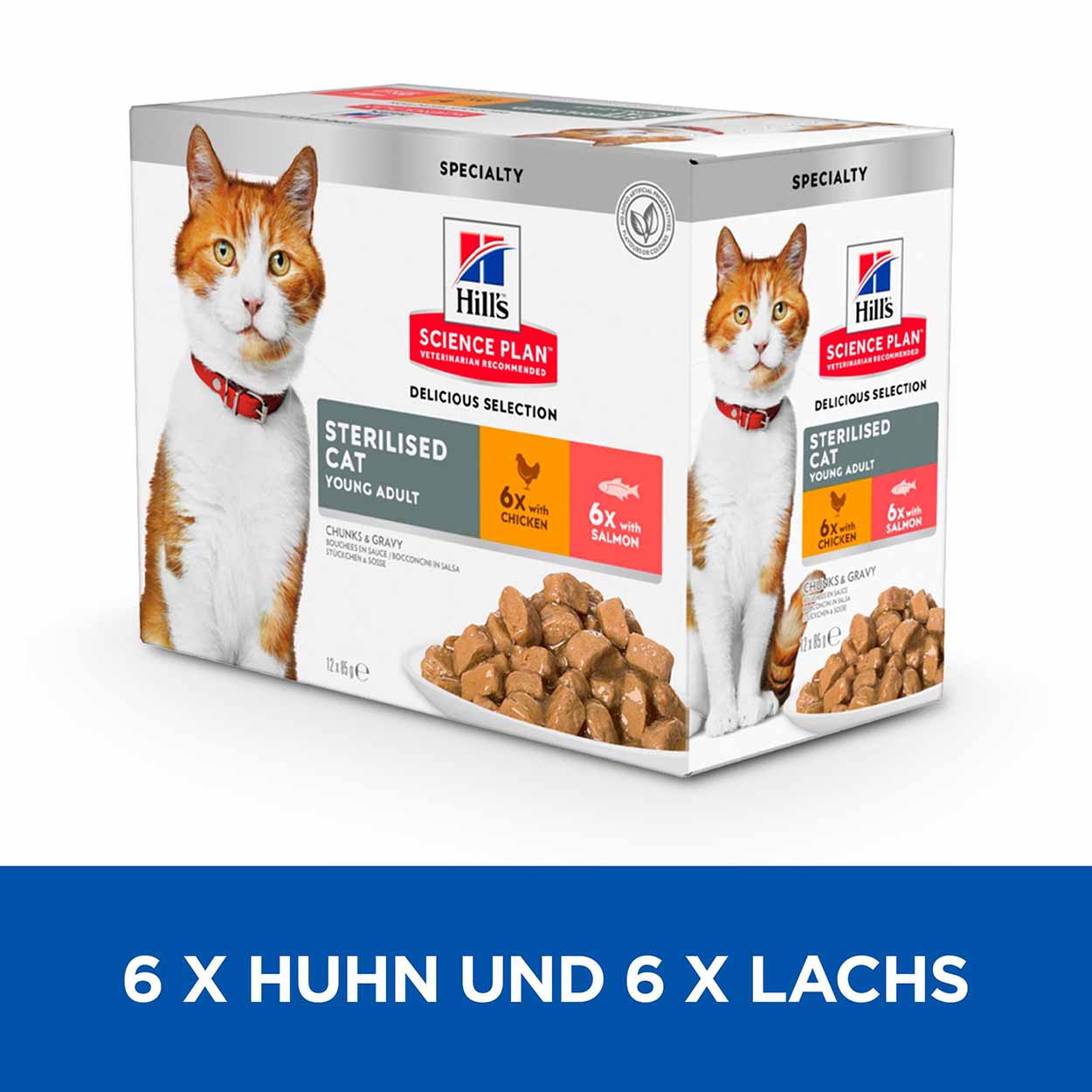 Hills Science Plan Katze Sterilised Cat Adult Multipack Lachs Huhn 4x12x85g