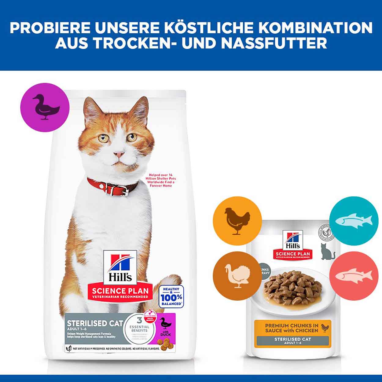 Hills Science Plan Katze Sterilised Cat Adult Ente 3kg 