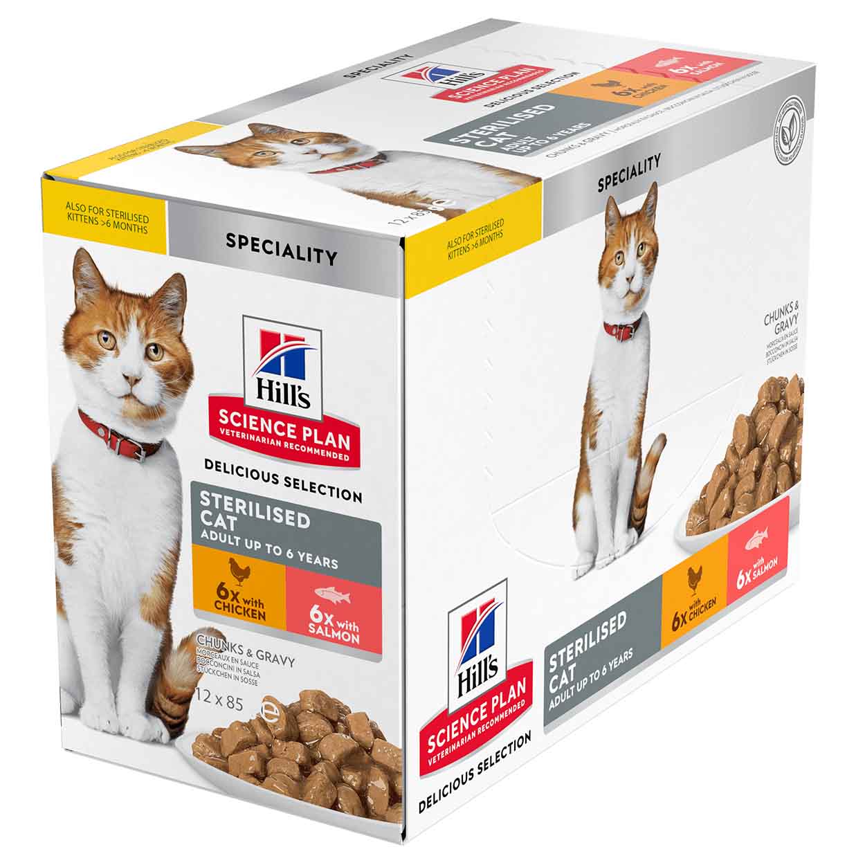 Hills Science Plan Katze Sterilised Cat Adult Multipack Lachs Huhn 4x12x85g