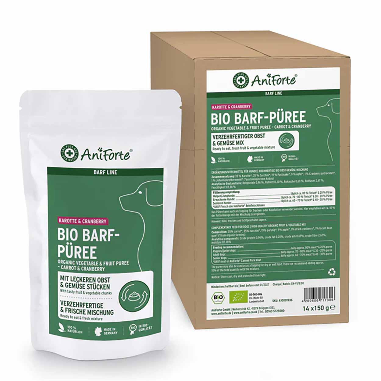 AniForte Bio BARF Püree Karotte & Cranberry 14x150g