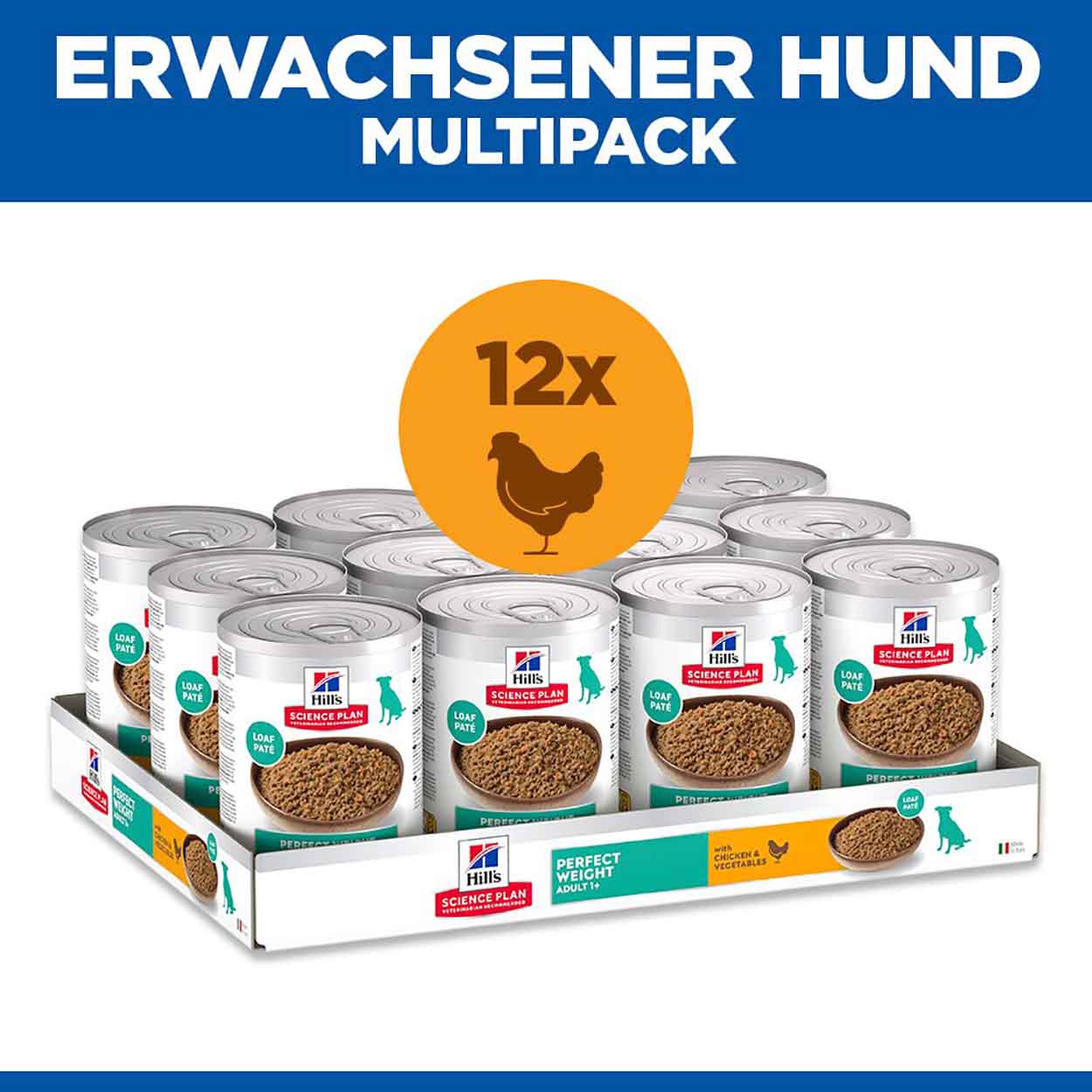 Hills Science Plan Hund Perfect Weight Adult Huhn Gemüse 12x363g