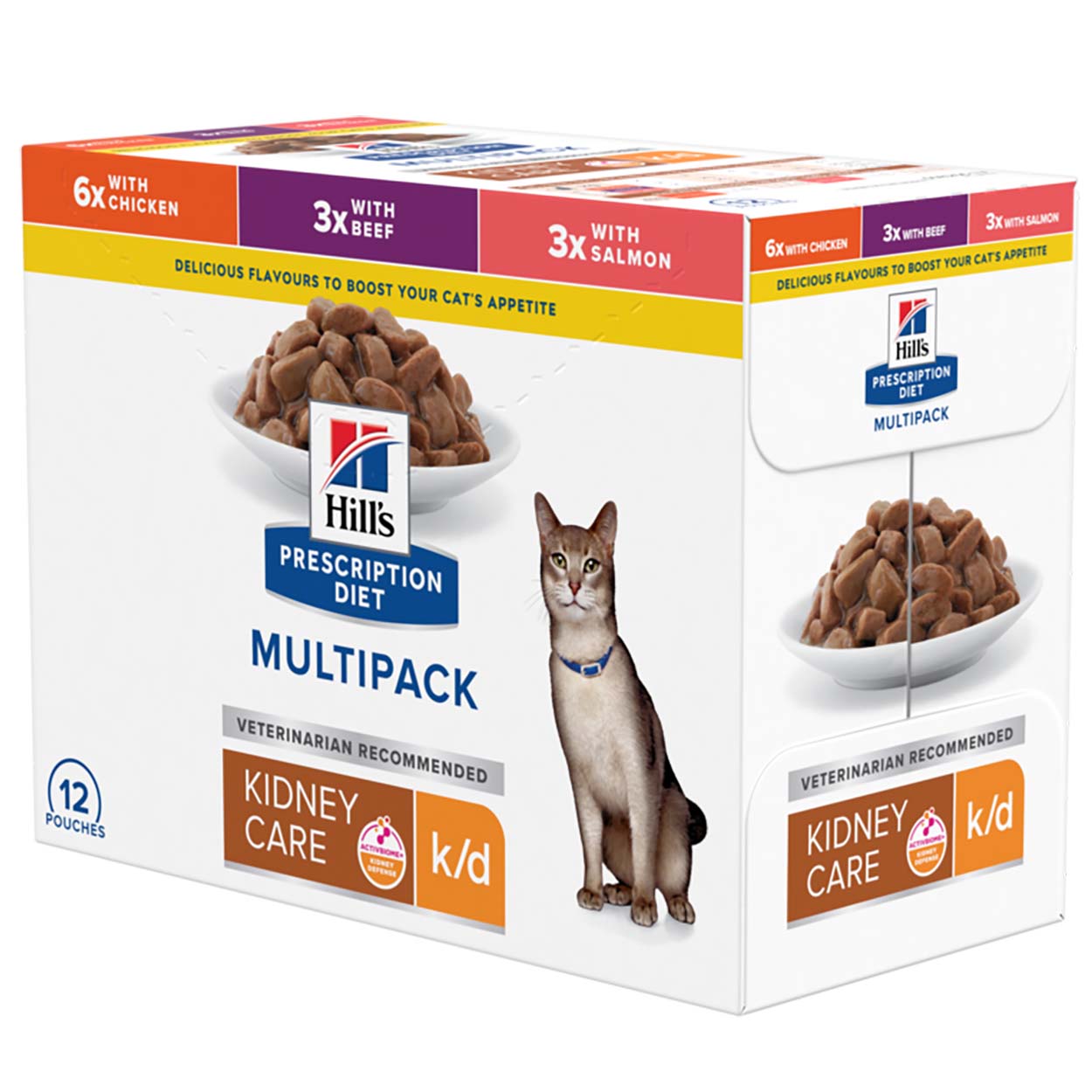 Hills Feline k/d Multipack Huhn, Rind, Lachs 12x85g