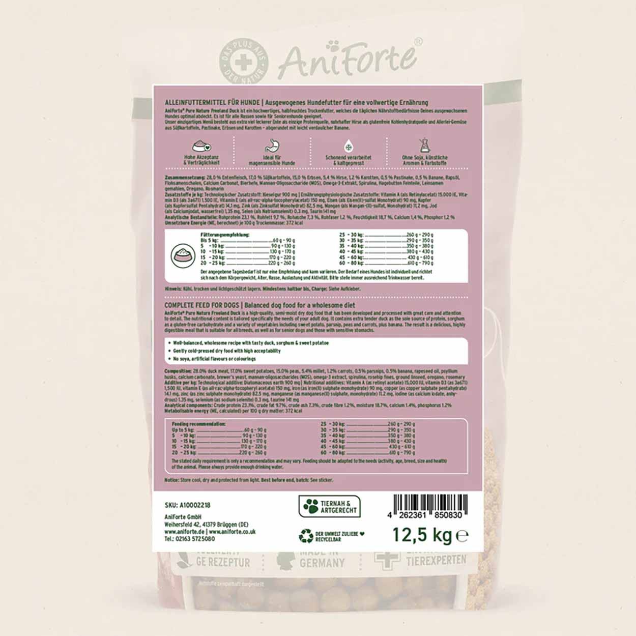 AniForte Pure Nature Freeland Duck halbfeucht 12,5kg