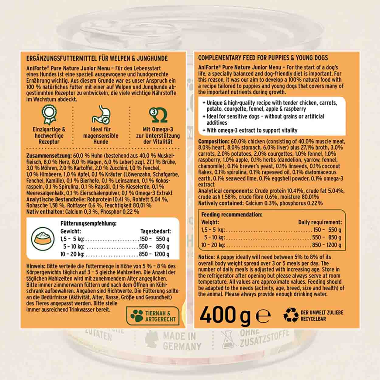 AniForte Nassfutter Junior Menue Huhn 6x400g
