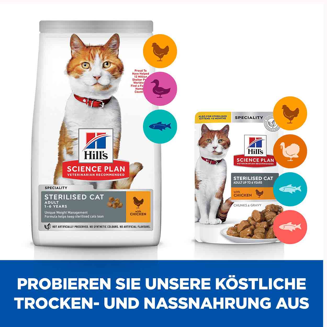 Hills Science Plan Katze Sterilised Cat Adult Multipack Lachs Huhn 4x12x85g