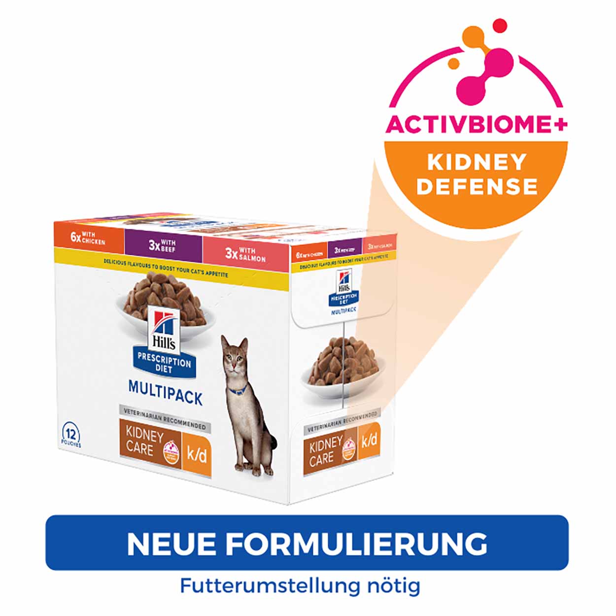 Hills Feline k/d Multipack Huhn, Rind, Lachs 12x85g