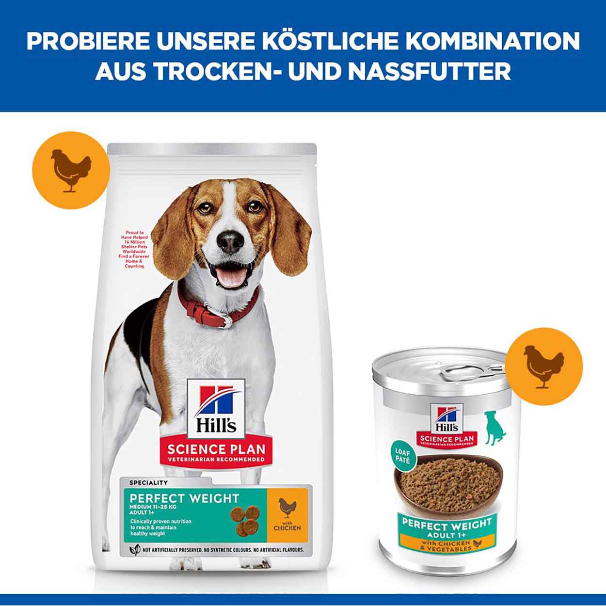 Hills Science Plan Hund Perfect Weight Adult Huhn Gemüse 12x363g
