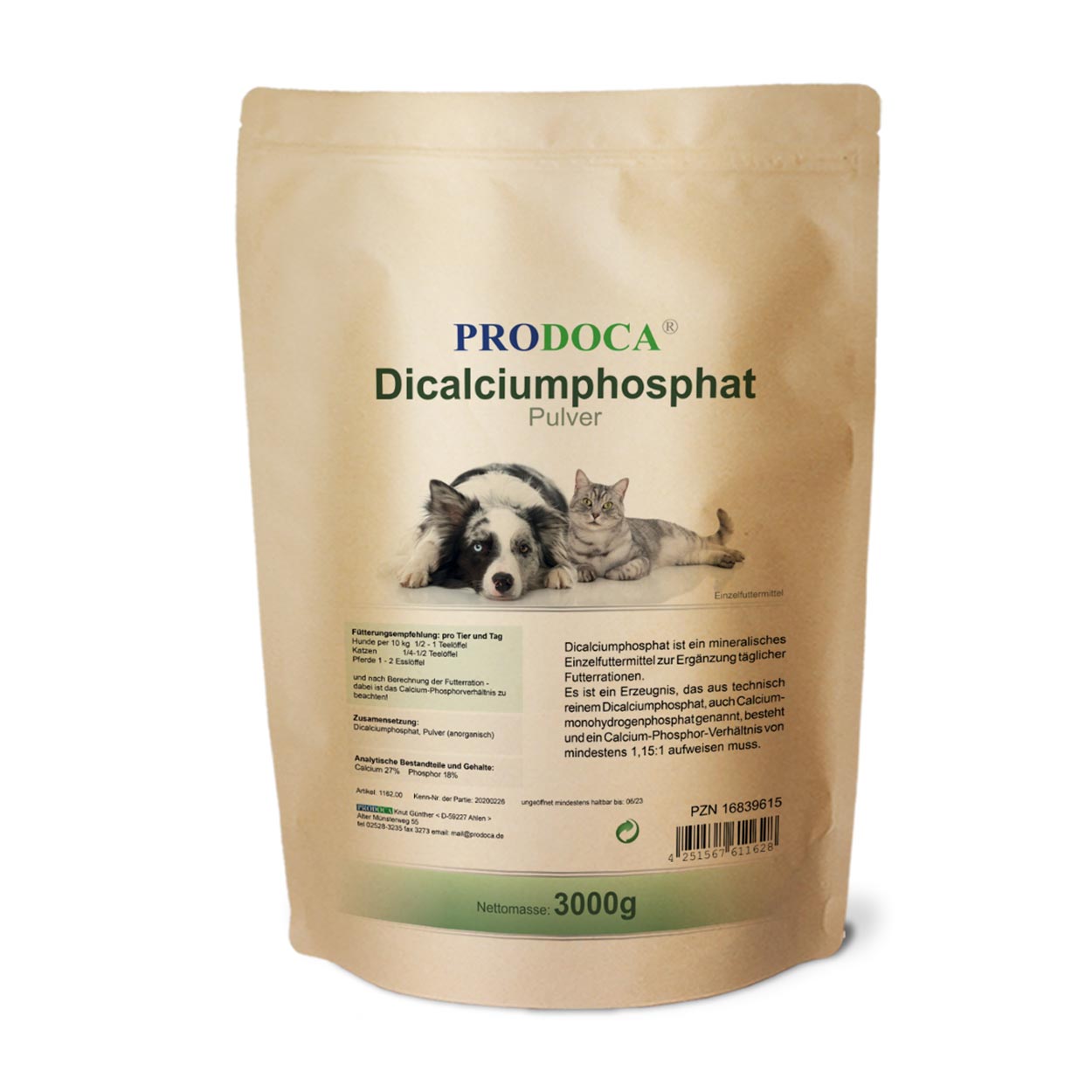 Prodoca Dicalciumphosphat Pulver Hund
