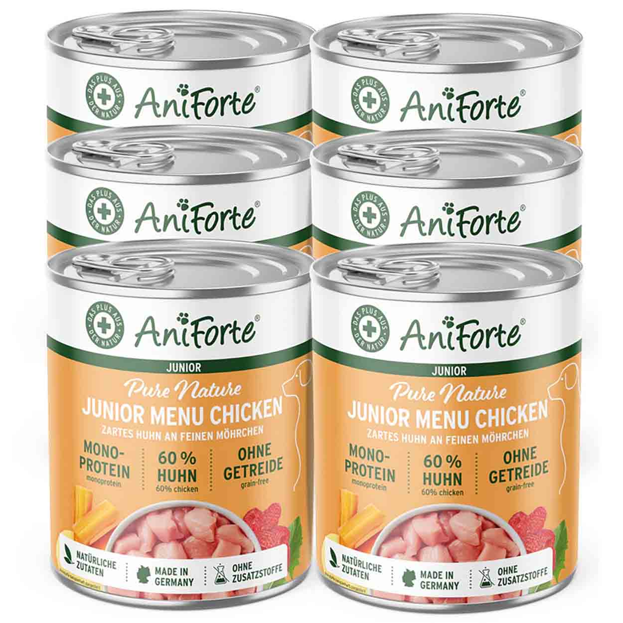 AniForte Nassfutter Junior Menue Huhn 6x400g