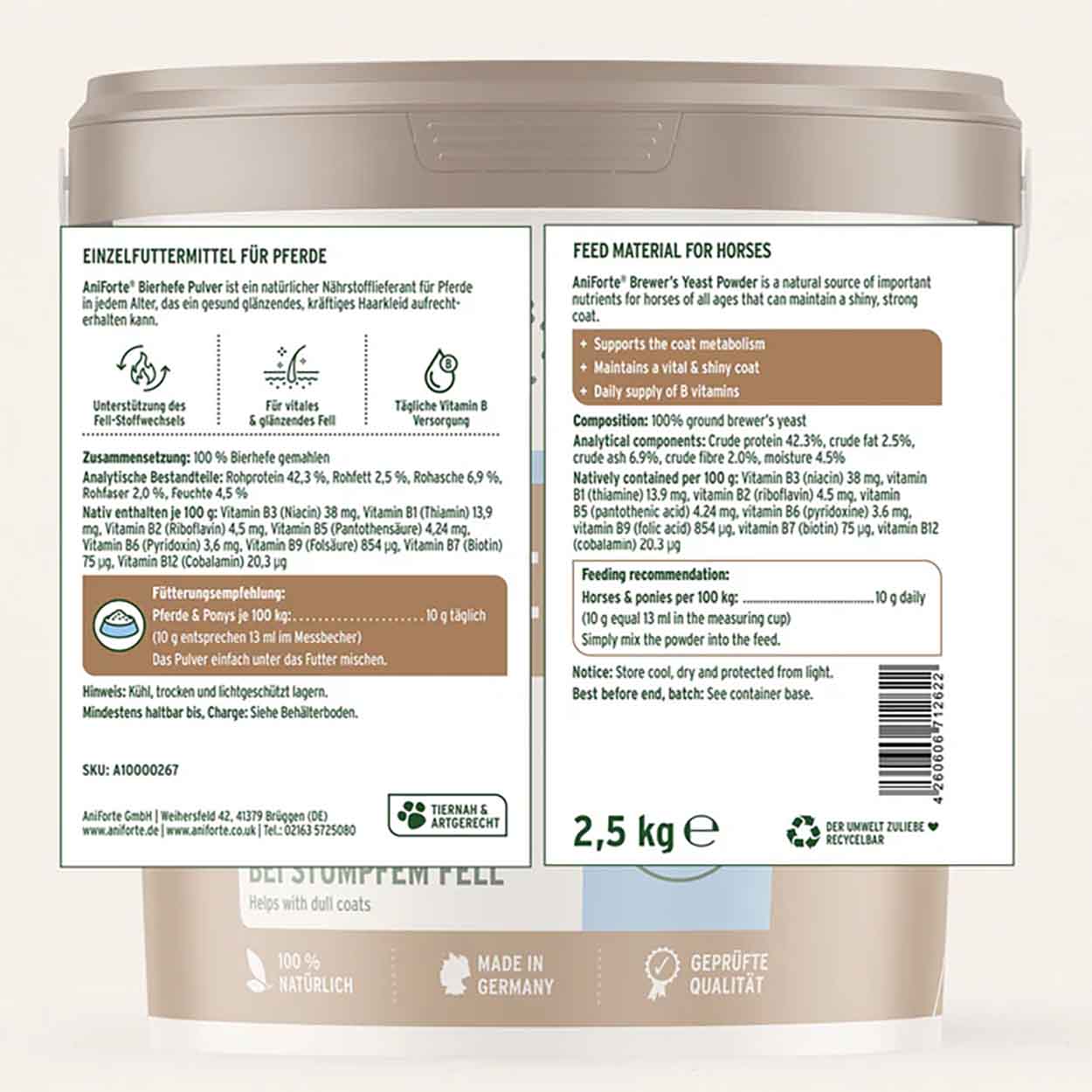 AniForte Pferd Bierhefe Pulver 2,5kg