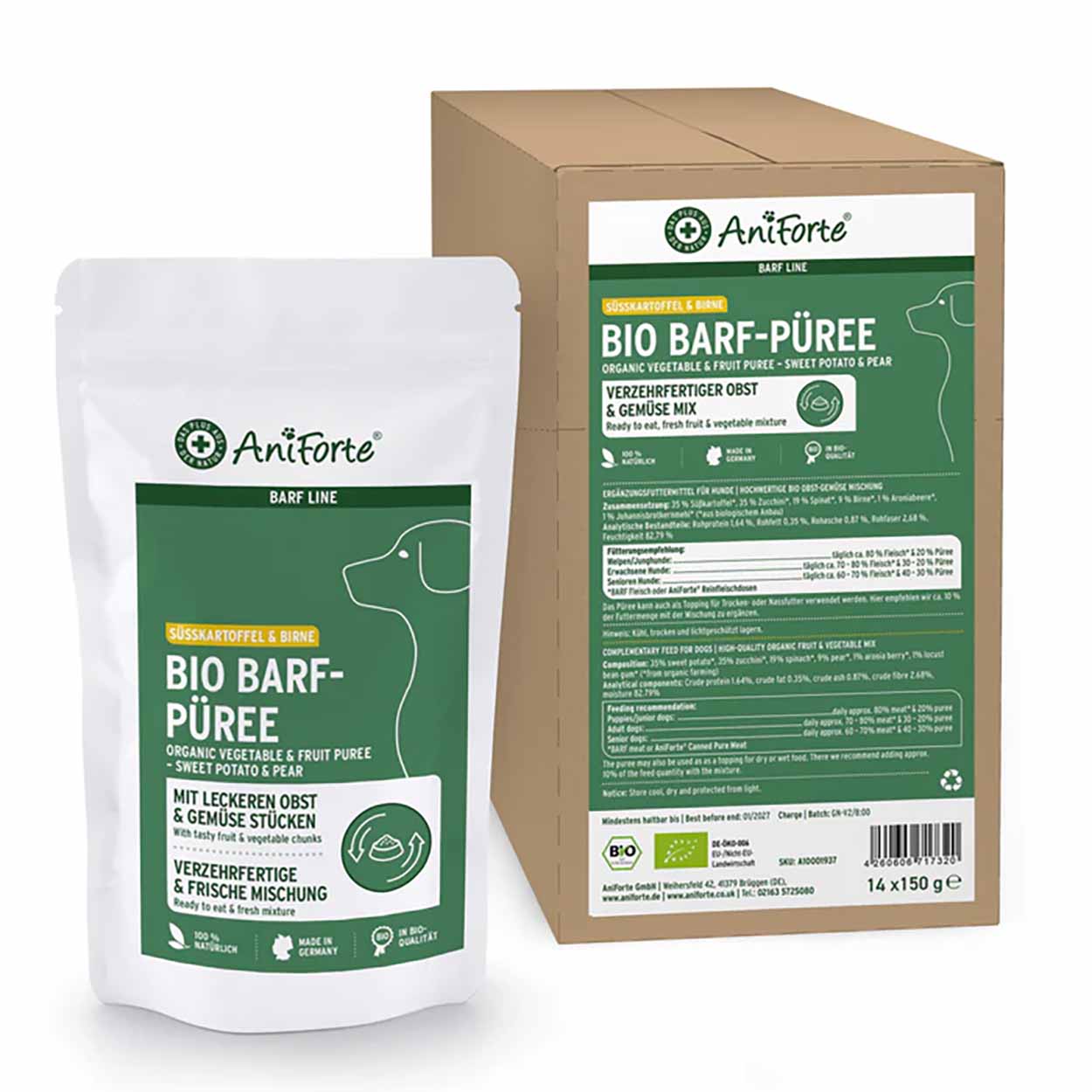 AniForte Bio BARF Püree Süßkartoffel & Birne 14x150g