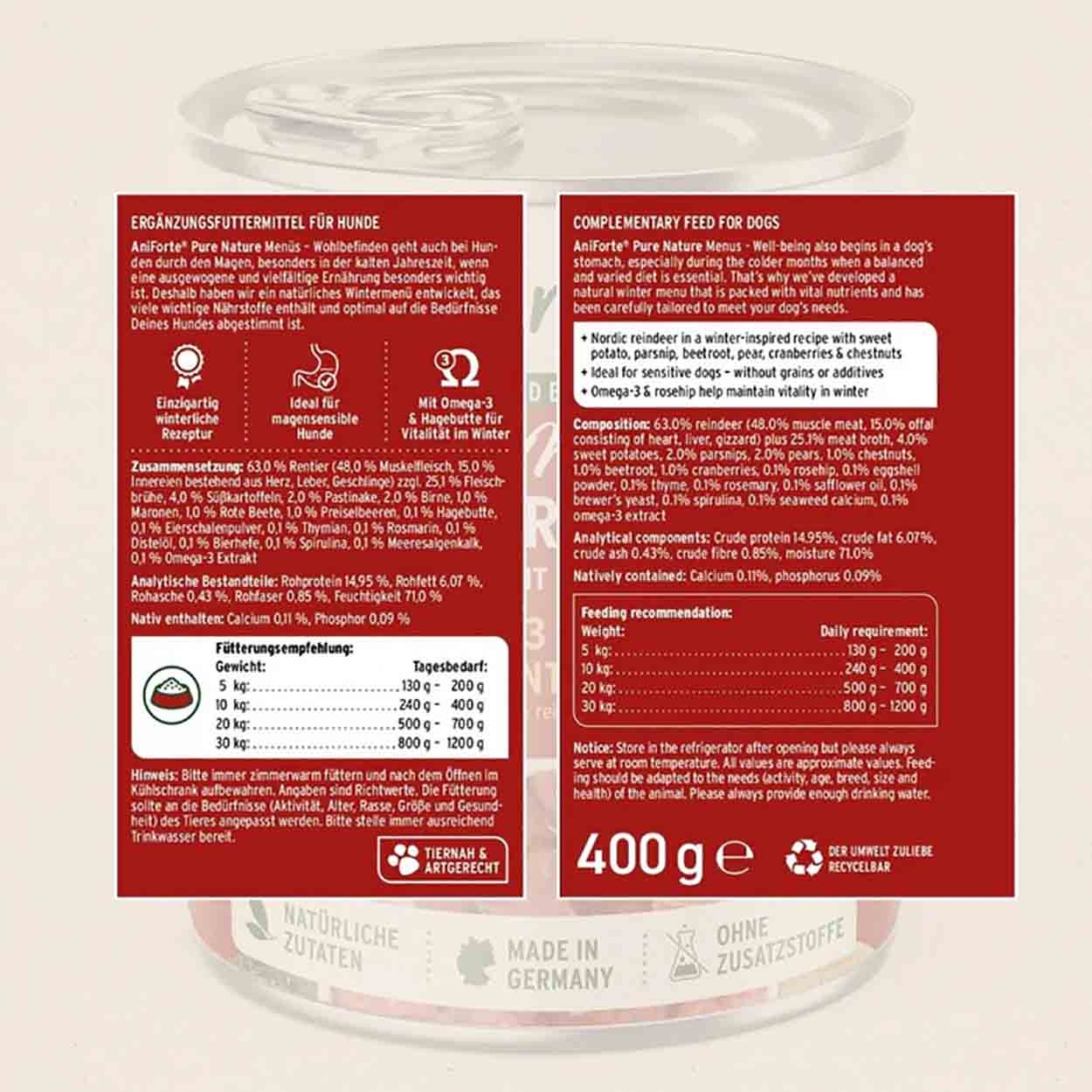 AniForte Nassfutter Winter Reindeer 6x400g 