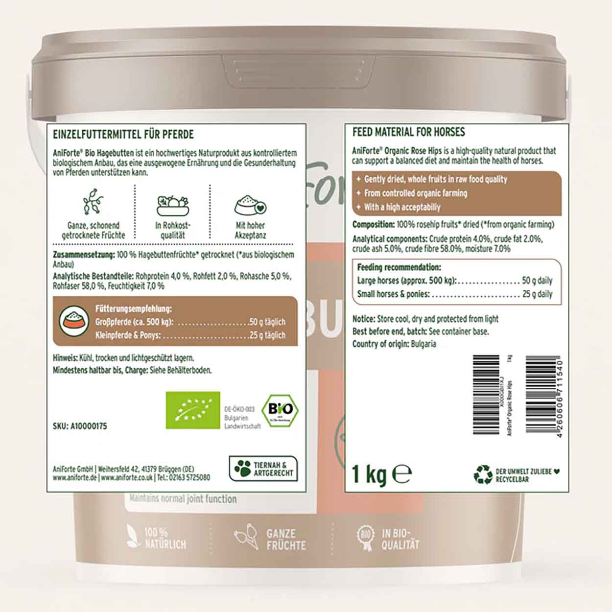 AniForte Pferd Hagebutten ganze Früchte 1kg