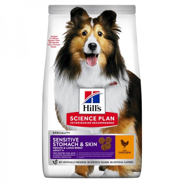 Hills Science Plan Hund Sensitive Stomach Skin Medium Adult Huhn 14kg