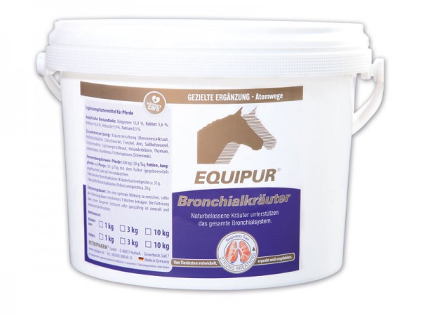Equipur Bronchial naturbelassene Bronchialkräuter Pellets BronchienPferd 10 Kilo 