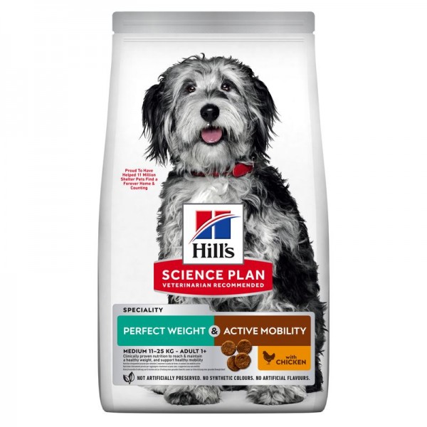 Hills Science Plan Hund Perfect Weight + Active Mobility Medium Adult Huhn 12kg